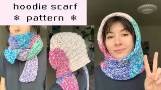 knit hoodie scarf ❄️  tutorial 〖free pattern〗