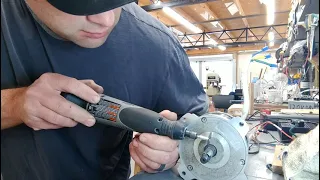 Dremel cutting a keyway slot in a motor shaft