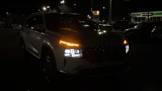 2021 Hyundai santa Fe interior and exterior lights at night