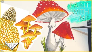 Mushroom Paintings in Gouache