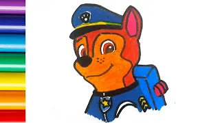 Chase Paw Patrol Easy Drawing and Coloring for Kids and Toodlers | KIDS CHANNEL #801