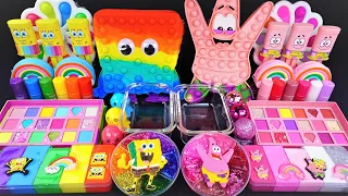 spongebob vs patrick star Slime Mixing Random shiny things into slime #ASMR #slimevideos #스펀지밥슬라임