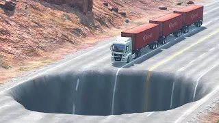 Cars vs Giant Pit – BeamNG.drive