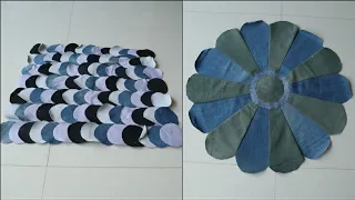 Amazing Craft With Old Jeans | Best Out Of Waste | Old Clothes Reuse | Doormat Making at Home
