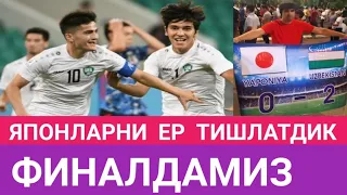 O'zbekiston - Yaponiya 2:0   U23 Osiyo kubogi yarim final . Jaloliddinov va Norchayev gollari