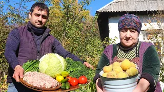 Cooking Dolma in the Relaxing Village with Grandma! Azerbaijan Cuisine
