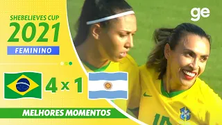 BRASIL 4 X 1 ARGENTINA | MELHORES MOMENTOS | FUTEBOL FEMININO | SheBelieves CUP | ge.globo