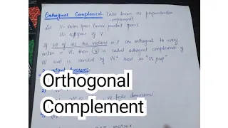 Orthogonal Complement. || Linear algebra || Urdu/Hindi