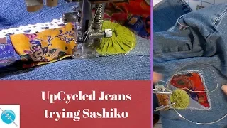 DIY  Recycled Jeans,  Hippie Jeans, Trying Sashiko