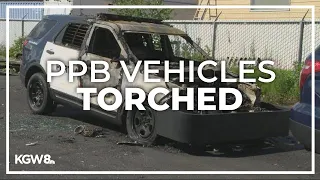 Over a dozen Portland police vehicles torched overnight; investigators seek suspect