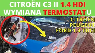 Wymiana termostatu Citroën C3 II 1.4 HDI -jak wymienić termostat i gdzie jest? Peugeot Ford 1.4 TDCI