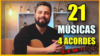 21 Músicas FÁCEIS Com Apenas 4 Acordes No VIOLÃO (C G Am F) INICIANTES