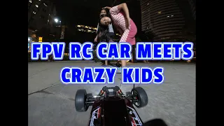 FPV RC Car Meets Crazy Kids on a Halloween Night