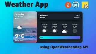 Creating a Weather app using OpenWeatherMap API in HTML, CSS, Javascript tutorial (Source code)