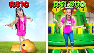 24h no PARQUE de INFLÁVEIS de R$10 e R$1000 REAIS - compilação