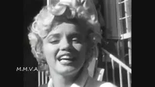 Footage of Marilyn Monroe interview at airport with On location filming for The 7 Year Itch 1954