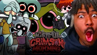 WHY IS SQUIDWARD SO SAD!!! | Friday Night Funkin |  Mistful Crimson Morning Full Week Mod