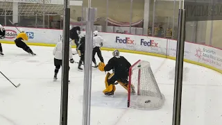 Sidney Crosby hatches a plan in 5v5 drill at practice. It almost worked.