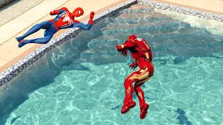 GTA 5 SPIDERMAN vs IRON MAN | Water Ragdolls Fails/Jumps ep.7 (Euphoria Physics Funny Moments)