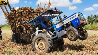 Swaraj tractor 744 FE heavy loaded sugarcane trolley pulling by Mahindra tractor | Come For Village
