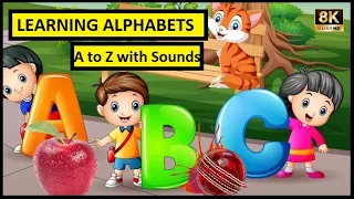 Learning A to Z Letters with HD animation with object Sounds | Basic English Vocabulary for kids