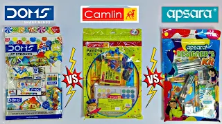 Doms Art Strokes vs Camlin Painting Kit vs Apsara Designers Kit - Unboxing and Review in Hindi 🤩😎