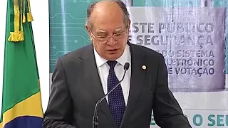 SEGURANÇA DAS URNAS - Gilmar Mendes, presidente TSE, faz balanço sobre testes de segurança das urnas