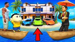 SHINCHAN AND FRANKLIN VISITED BUNTY'S NEW ISLAND MANSION & CARS GTA 5