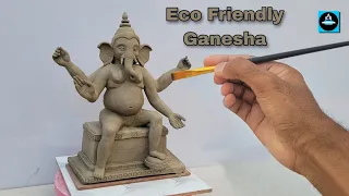 🪷मिट्टी से 1 fit की गणपति मूर्ति घर पर बनाने का आसान तरीका(part-1)/Eco-friendly Ganesh idol making