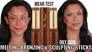 *new* TOO FACED CHOCOLATE SOLEIL BRONZING & SCULPTING STICKS REVIEW +WEAR TEST *oily skin*|Magdaline