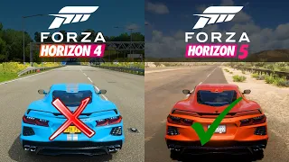 Forza Horizon 4 vs Forza Horizon 5 - Chevrolet Corvette C8 Stingray -  Sound & Speed Comparison