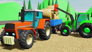 Farm Tractors - See What Machines Are Needed For Straw Harvesting - Animated Farm Simulation