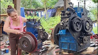 Genius girl - Repair and restore the entire Shibaura Sd2200 tractor diesel engine