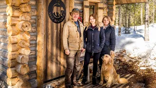 Wife & Daughter Making Maple Syrup | Off Grid Log Cabin Life