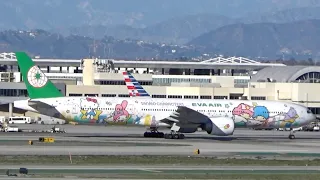 LAX Plane Spotting: EPIC Takeoffs & Hello Kitty 777!