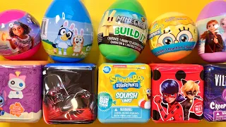 Asmr Unboxing 10 Surprise eggs !! Stitch, Miraculous, SpongeBob, Minecraft, Bluey egg