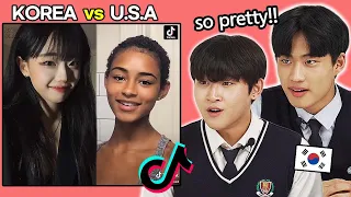 US VS KOREA, HOT and CUTE TIKTOK Girl!!🔥 KOREAN TEENS REACTION