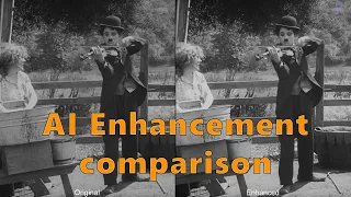 Charlie Chaplin - The Vagabond - 4K AI comparison