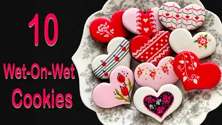 10 Wet-On-Wet Heart Cookies❤ Valentine's Day Cookies