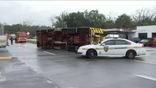 3 Jacksonville firefighters taken to hospital after truck overturns