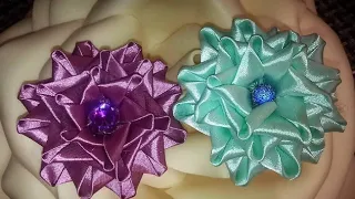 Бант из атласных лент 5 см Канзаши/kanzashidiy/flowers from satin ribbons, bows, hairpins, jewelry