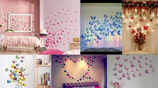 DIY Butterfly wall decor ideas with paper/Room decoration with butterfly/Wall art tree design.