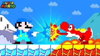 When Mario and Yoshi Touch Everything Turns Into FIRE - ICE | Game Animation