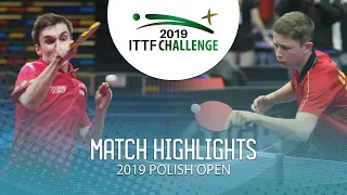 Jules Rolland vs Olav Kosolosky | 2019 ITTF Polish Open Highlights (Group)