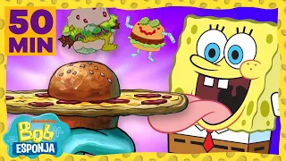 Bob Esponja | 50 minutos das melhores criações com Hambúrgueres de Siri! | Bob Esponja em Português