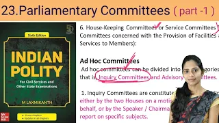 23. Parliamentary Committees ( Standing Committees ) / M Laxmikanth Indian polity