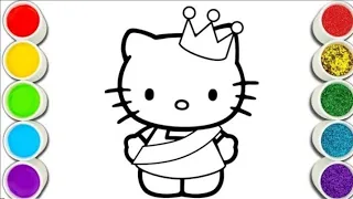 Hello Kitty wearing a Crown DRAWING PAINTING Colouring For kids Toddlers