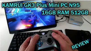 KAMRUI GK3 Plus Mini PC, Intel Alder Lake N95, 16GB RAM, 512GB SSD, FULL REVIEW With Gaming Testing