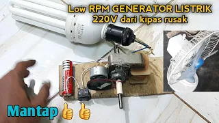 Generator Pembangkit Listrik 220v low RPM dari kipas rusak. Karya Roslin Tehnik