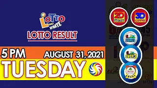 Lotto Result Today 5pm Draw August 31 2021 Swertres Ez2 Stl Pcso